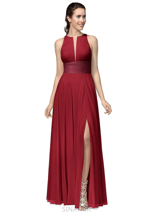 Ally Sleeveless Trumpet/Mermaid Natural Waist Floor Length Scoop Bridesmaid Dresses