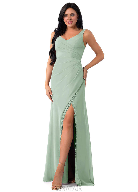 Kate Floor Length Natural Waist A-Line/Princess Sleeveless Spaghetti Staps Bridesmaid Dresses