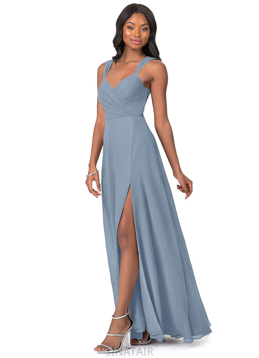 Evelyn Floor Length Natural Waist Halter A-Line/Princess Sleeveless Bridesmaid Dresses