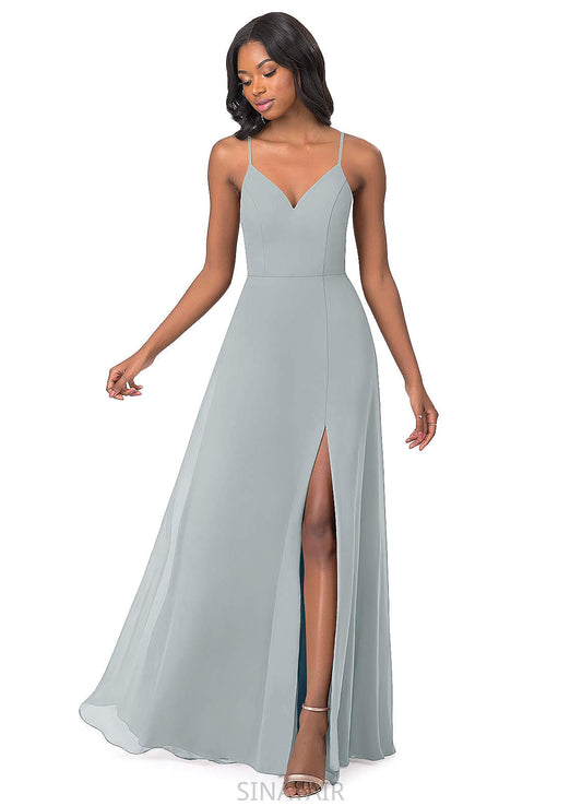 Kristina V-Neck A-Line/Princess Floor Length Sleeveless Natural Waist Bridesmaid Dresses