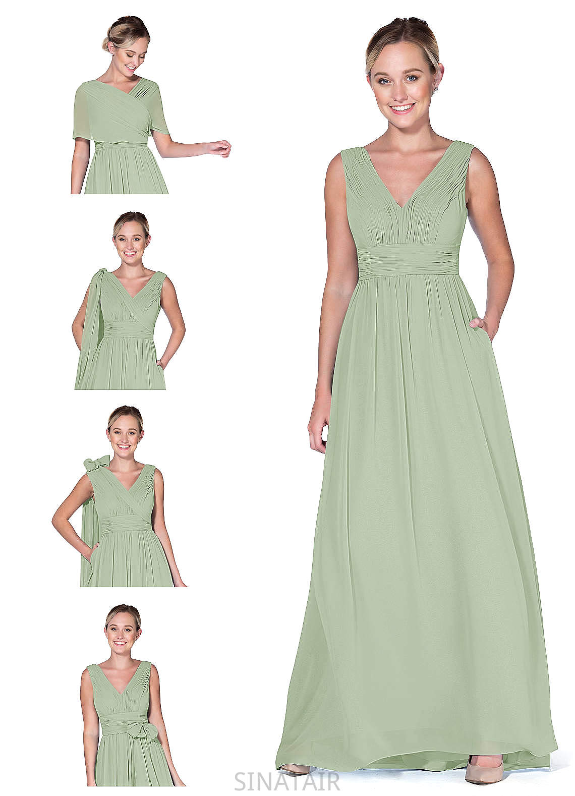 Clara Knee Length Natural Waist A-Line/Princess Sleeveless Straps Bridesmaid Dresses