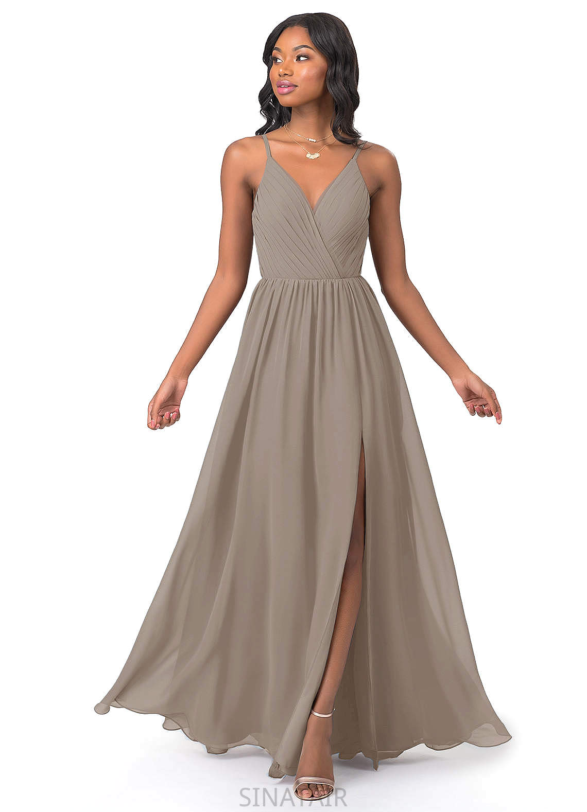 Kaydence Floor Length A-Line/Princess V-Neck Natural Waist Sleeveless Bridesmaid Dresses