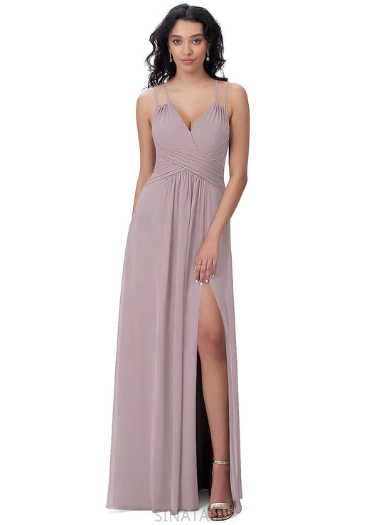 Kathryn V-Neck Natural Waist A-Line/Princess Floor Length Sleeveless Bridesmaid Dresses