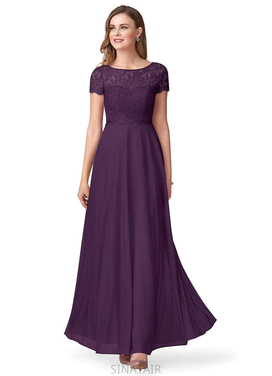 Malia Natural Waist Floor Length V-Neck Cap Sleeves Bridesmaid Dresses