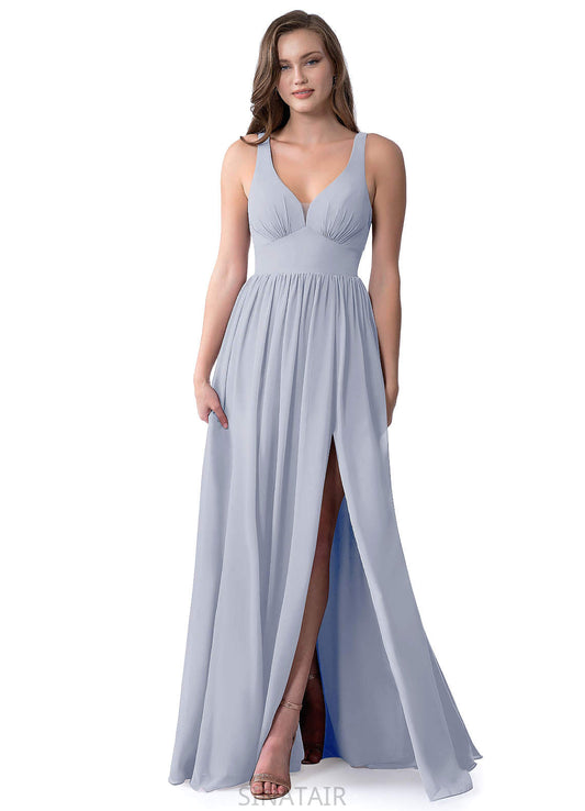 Iris Sleeveless A-Line/Princess Spaghetti Staps Floor Length Natural Waist Bridesmaid Dresses