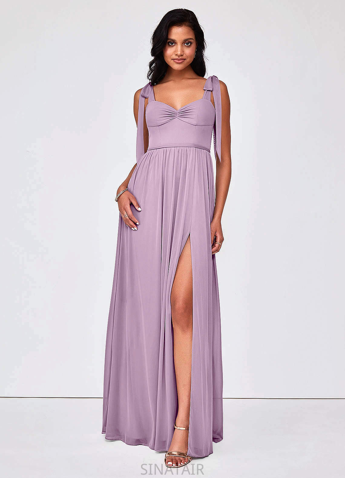 Lauren A-Line/Princess Sleeveless Floor Length Natural Waist Straps Bridesmaid Dresses