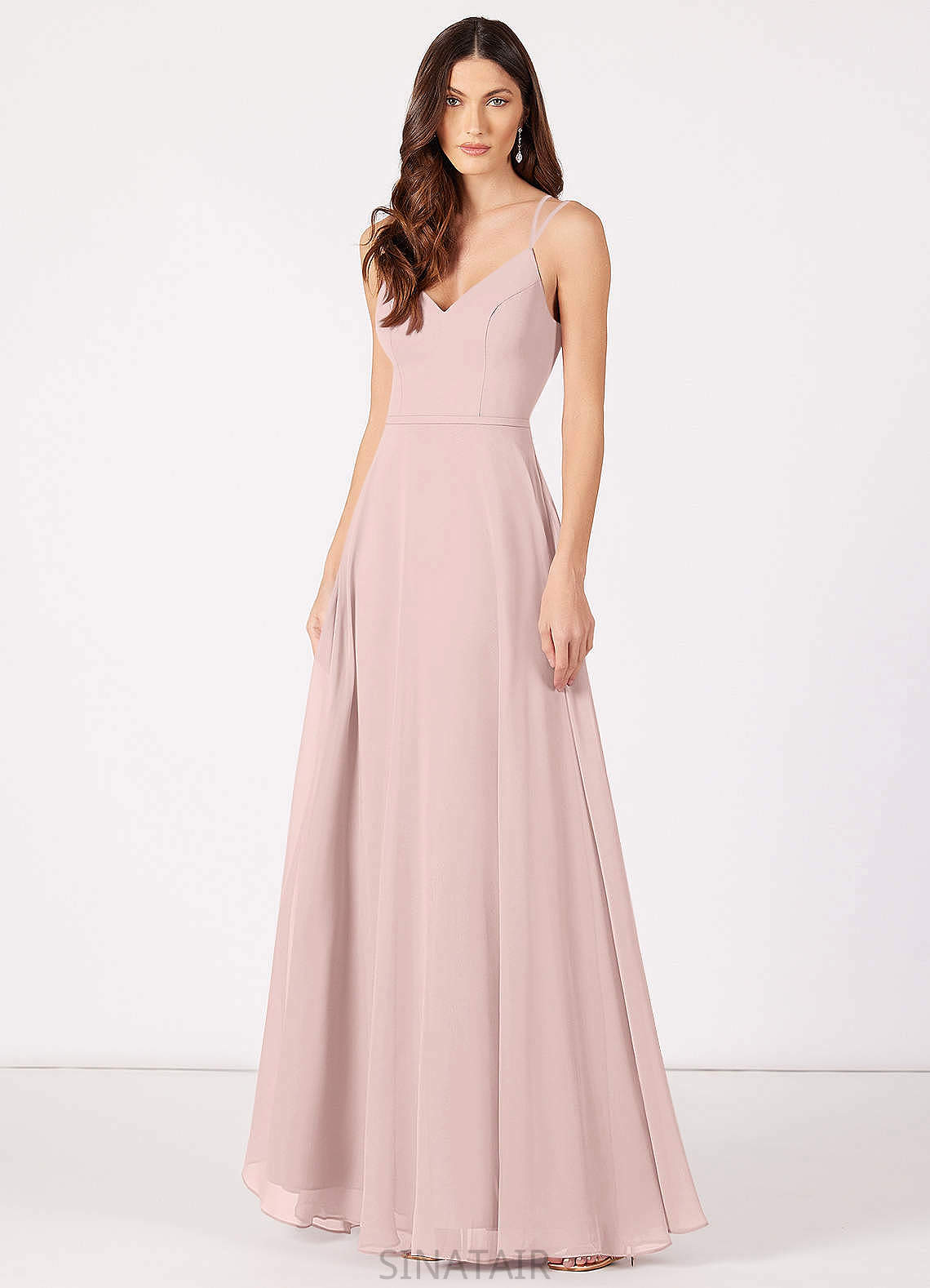 Eileen Floor Length A-Line/Princess Natural Waist Spaghetti Staps Sleeveless Bridesmaid Dresses