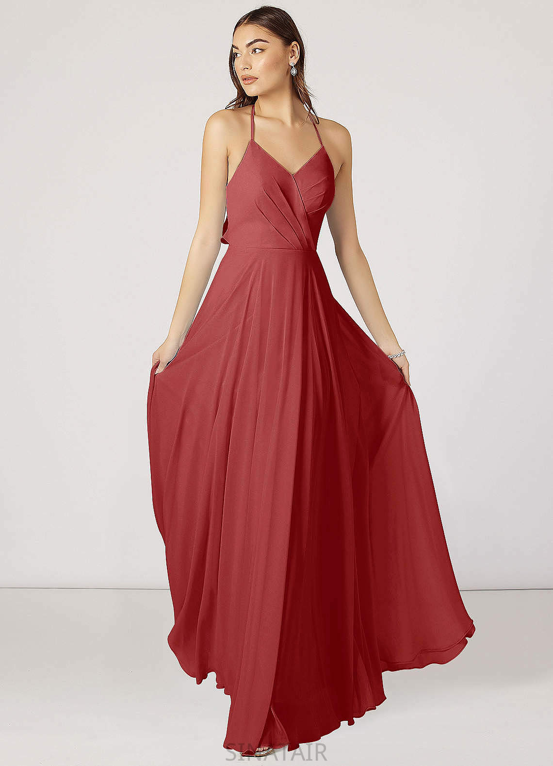 Serenity A-Line/Princess Sleeveless Floor Length V-Neck Natural Waist Bridesmaid Dresses