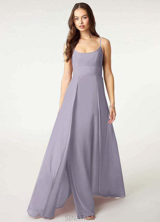 Jocelyn A-Line/Princess Natural Waist Spaghetti Staps Sleeveless Floor Length Bridesmaid Dresses