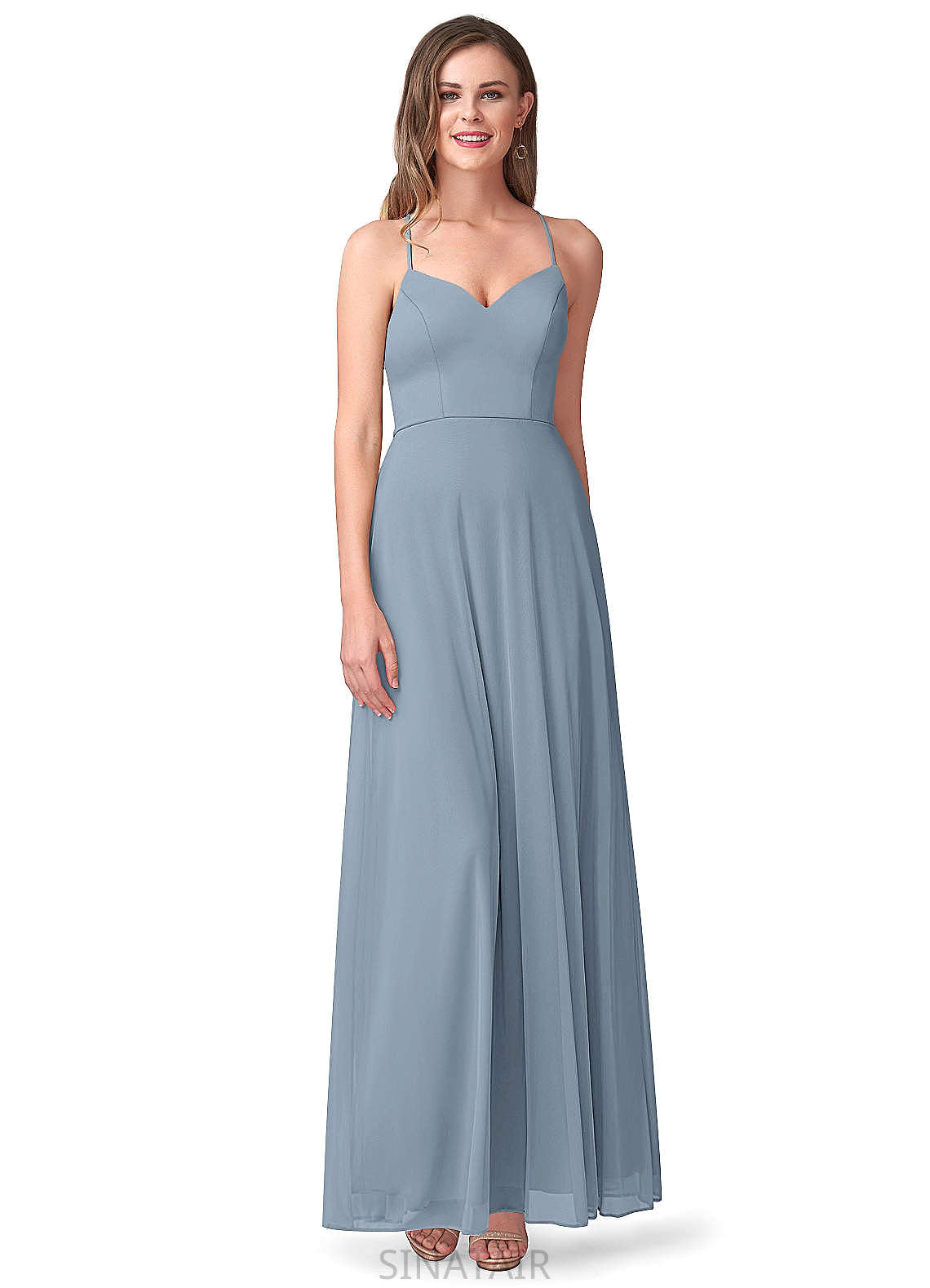 Zoie Natural Waist Scoop Sleeveless Floor Length A-Line/Princess Bridesmaid Dresses