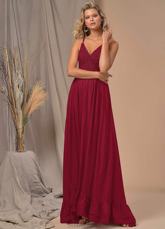 Lucile Floor Length Natural Waist A-Line/Princess Sleeveless V-Neck Bridesmaid Dresses