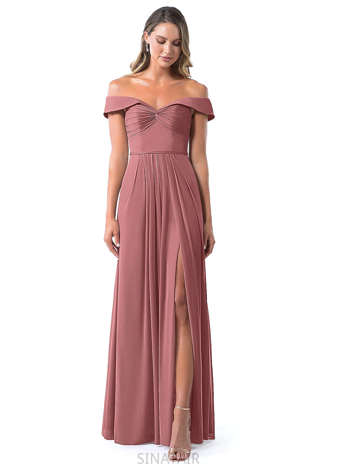 Arianna Natural Waist A-Line/Princess Sleeveless Floor Length V-Neck Bridesmaid Dresses