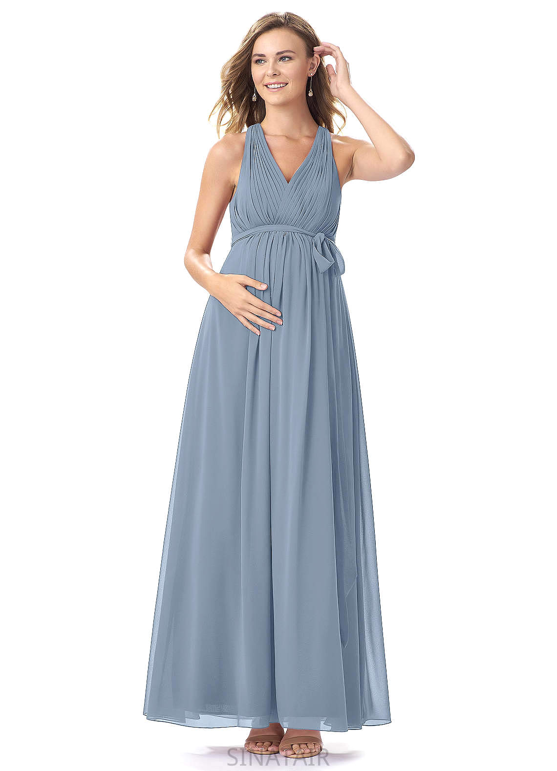 Alaina Natural Waist Sleeveless Floor Length A-Line/Princess Spaghetti Staps Bridesmaid Dresses