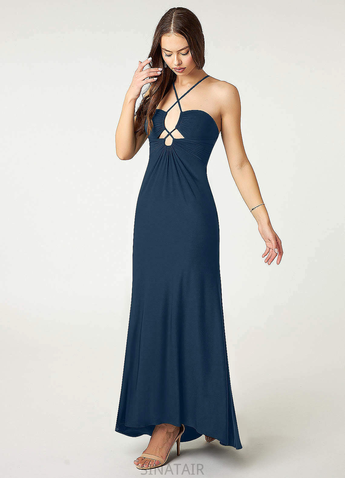 Avery Floor Length A-Line/Princess Natural Waist Sleeveless Scoop Bridesmaid Dresses