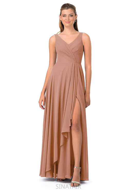 Alula Floor Length Natural Waist Sleeveless Sheath/Column Spandex V-Neck Bridesmaid Dresses