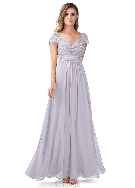 Kenya Natural Waist A-Line/Princess Sleeveless Floor Length Off The Shoulder Bridesmaid Dresses