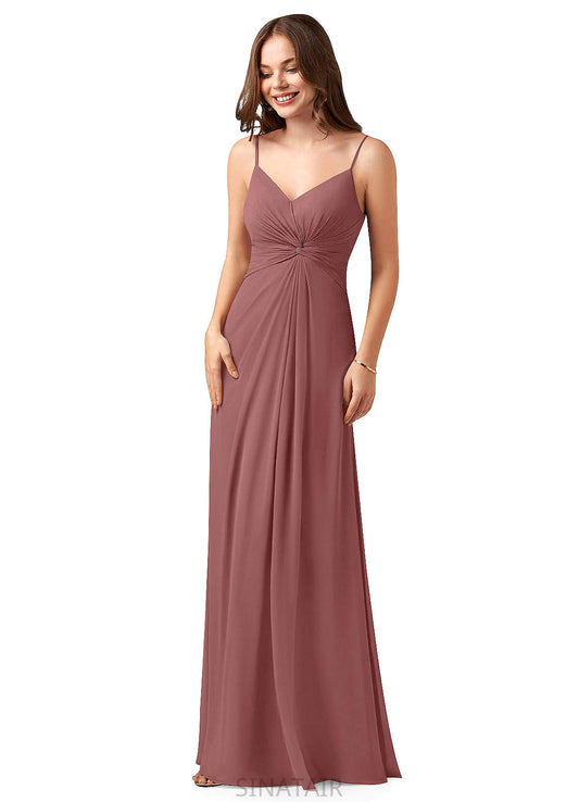 Lilianna A-Line/Princess Floor Length Spaghetti Staps Natural Waist Sleeveless Bridesmaid Dresses