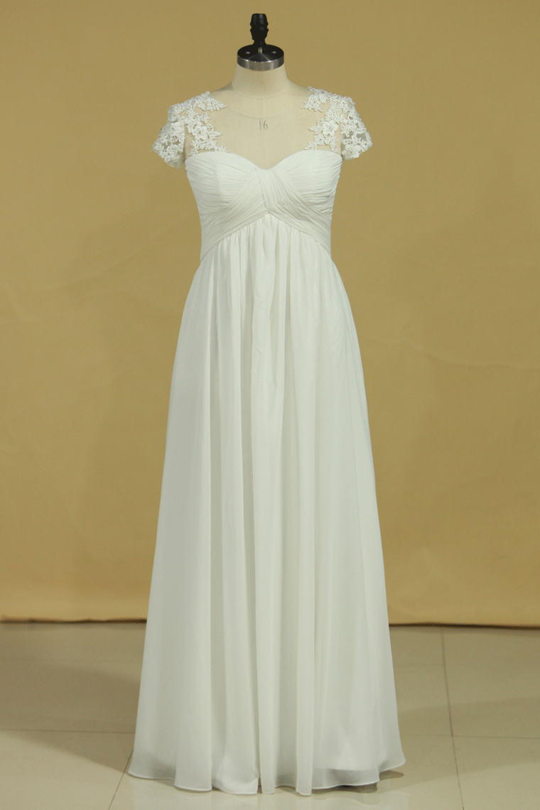 Plus Size Scoop A Line Wedding Dresses Chiffon With Applique