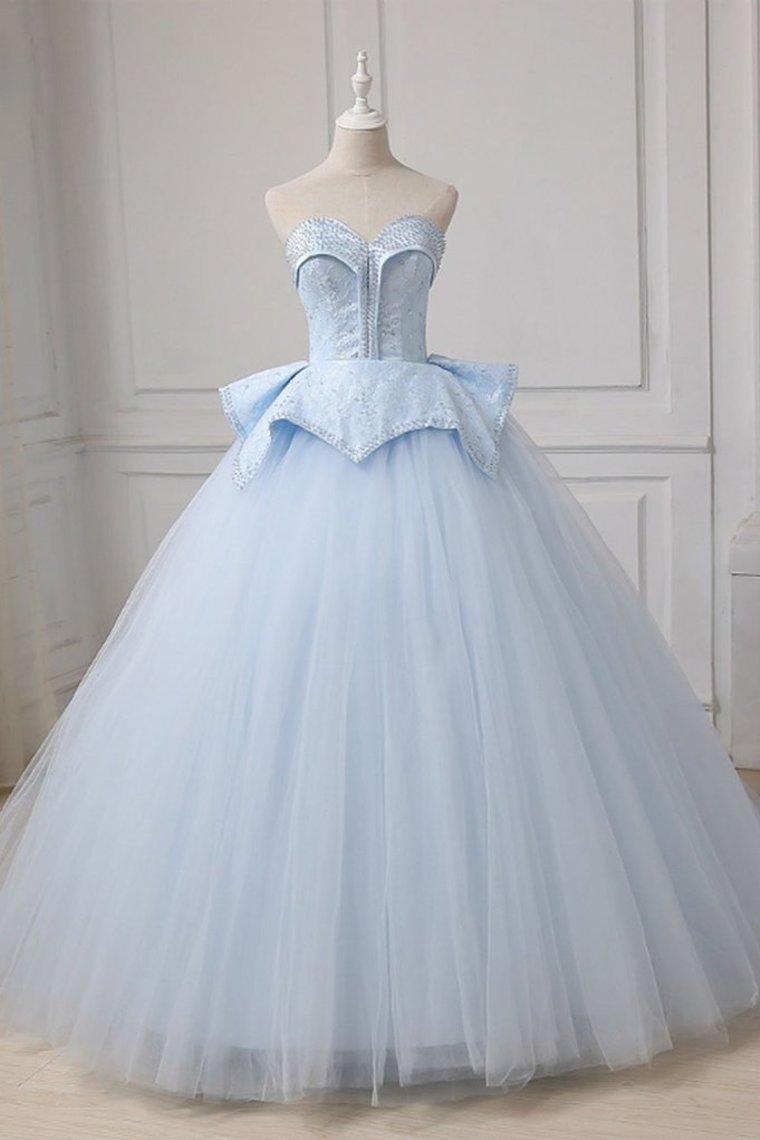 Sweetheart Ball Gown Beading Tulle Prom Dress Court Train Quinceanera SRSP5FLTMDC