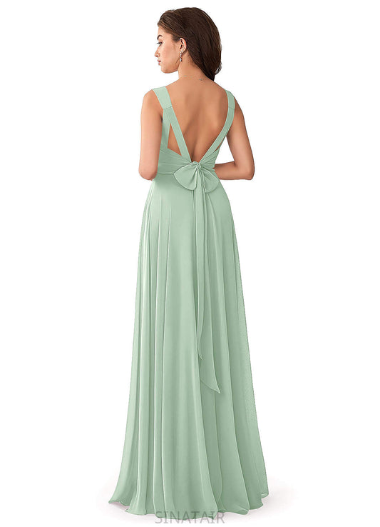 Mylie Floor Length Sleeveless V-Neck Empire Waist A-Line/Princess Bridesmaid Dresses