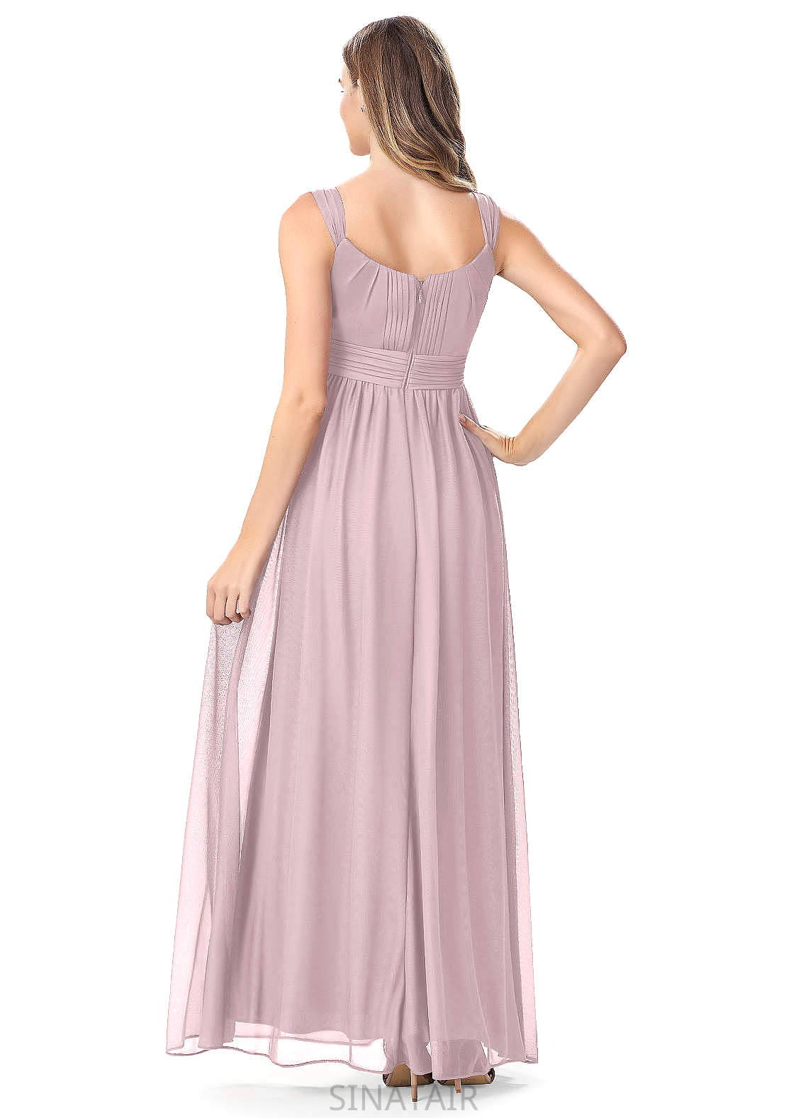 Aria Natural Waist Sleeveless A-Line/Princess Straps Floor Length Bridesmaid Dresses