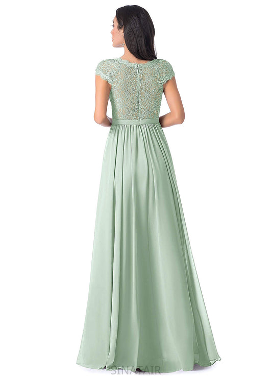 Yvonne Sleeveless Floor Length Natural Waist V-Neck A-Line/Princess Bridesmaid Dresses