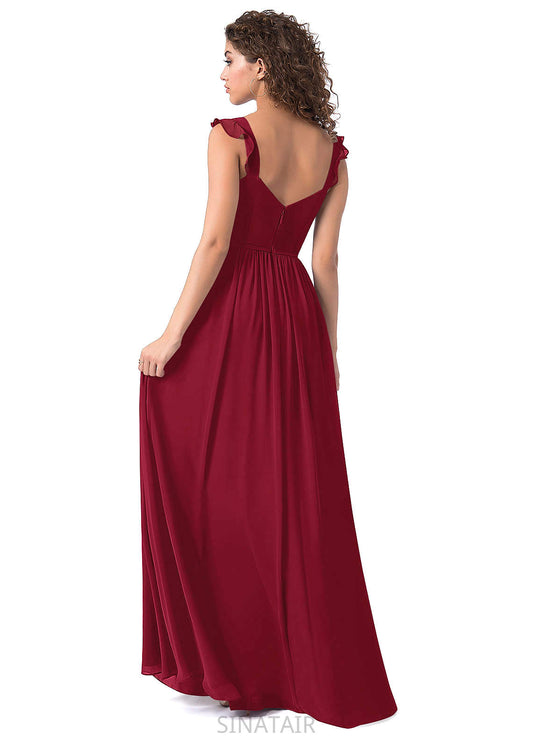 Carley Floor Length Spaghetti Staps Natural Waist Sleeveless A-Line/Princess Bridesmaid Dresses