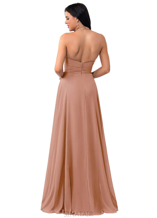 Izabelle Sleeveless Floor Length A-Line/Princess Natural Waist V-Neck Bridesmaid Dresses