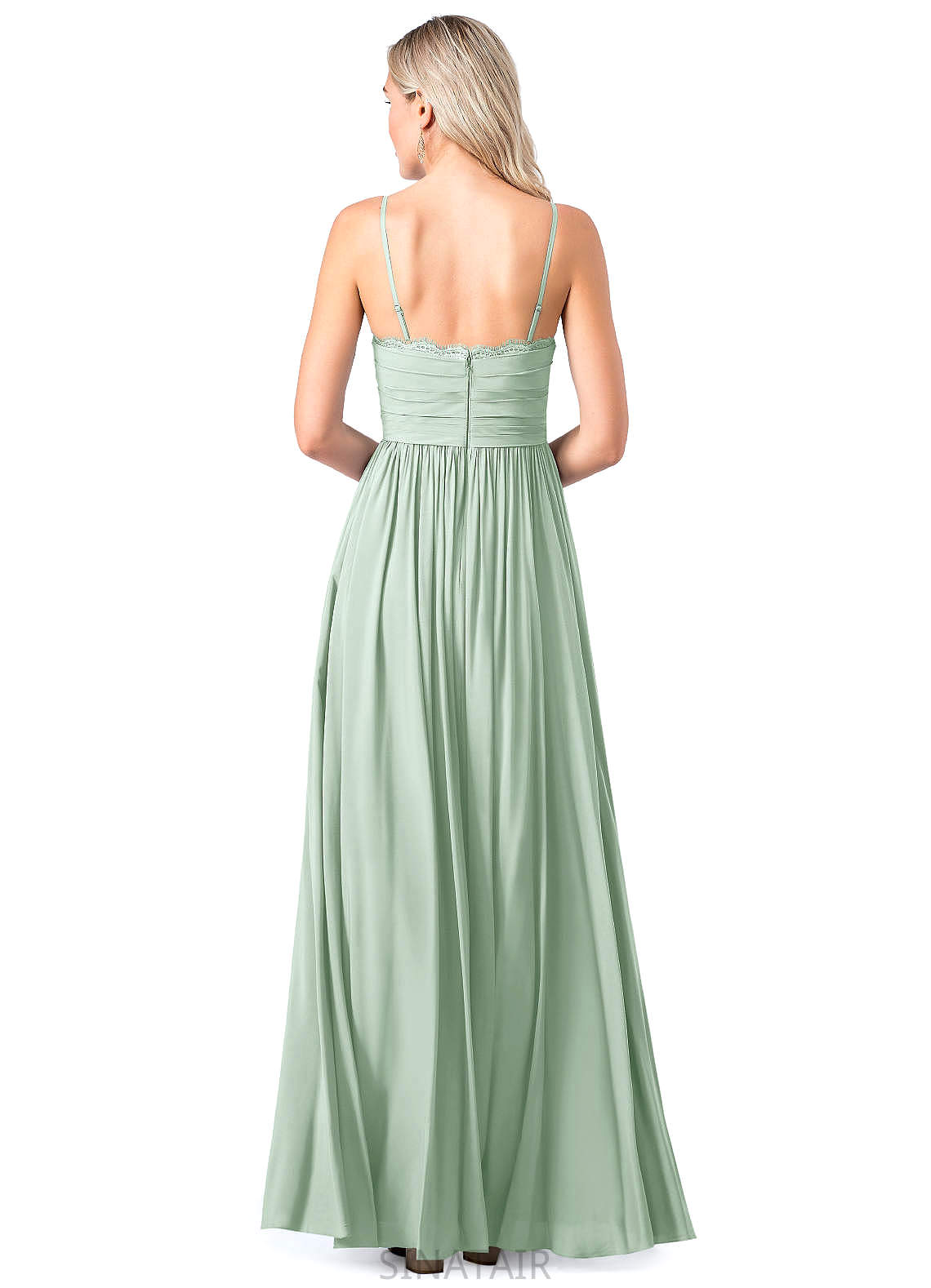 Olga Floor Length A-Line/Princess Natural Waist Sleeveless Spaghetti Staps Bridesmaid Dresses