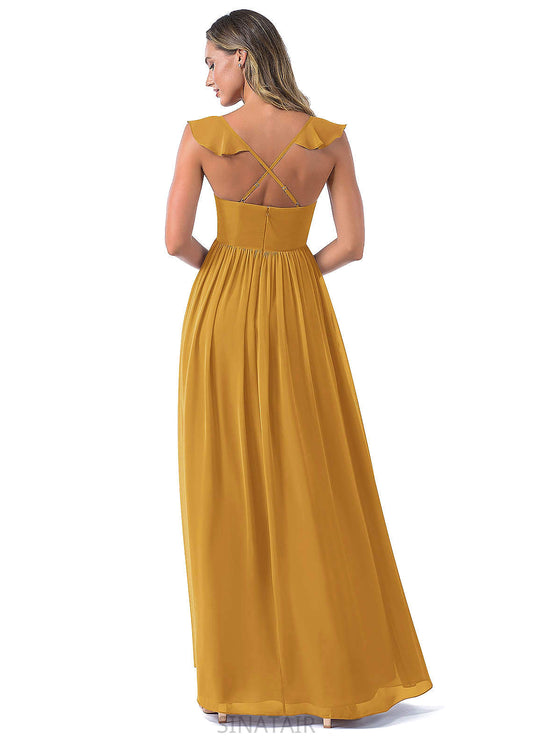 Coral Floor Length Straps Natural Waist Sleeveless A-Line/Princess Bridesmaid Dresses