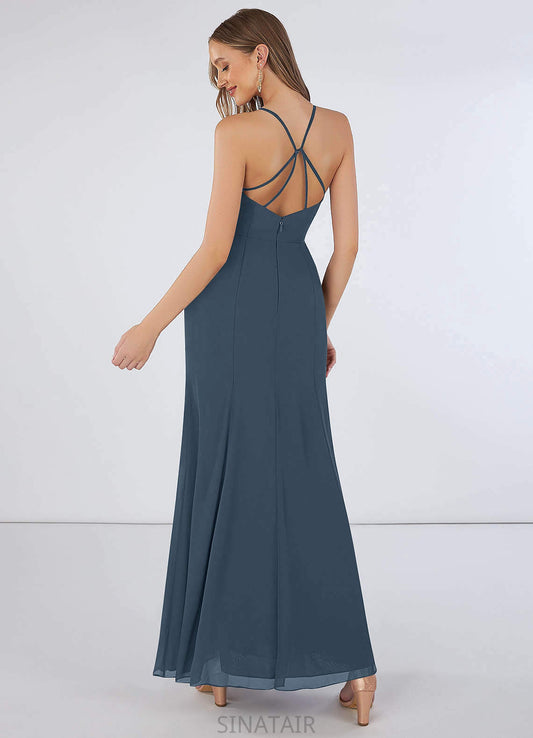 Alena Natural Waist A-Line/Princess Sleeveless Off The Shoulder Floor Length Bridesmaid Dresses