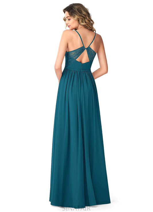 Hailee Sleeveless Natural Waist A-Line/Princess V-Neck Floor Length Bridesmaid Dresses