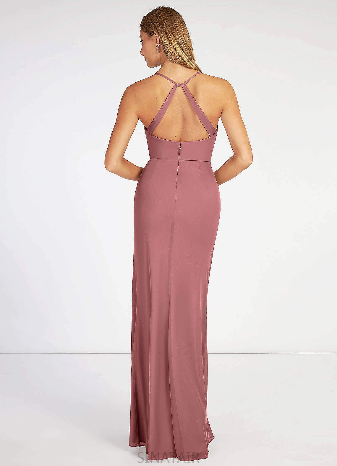 Makenna Sleeveless Sheath/Column Natural Waist Floor Length Off The Shoulder Bridesmaid Dresses