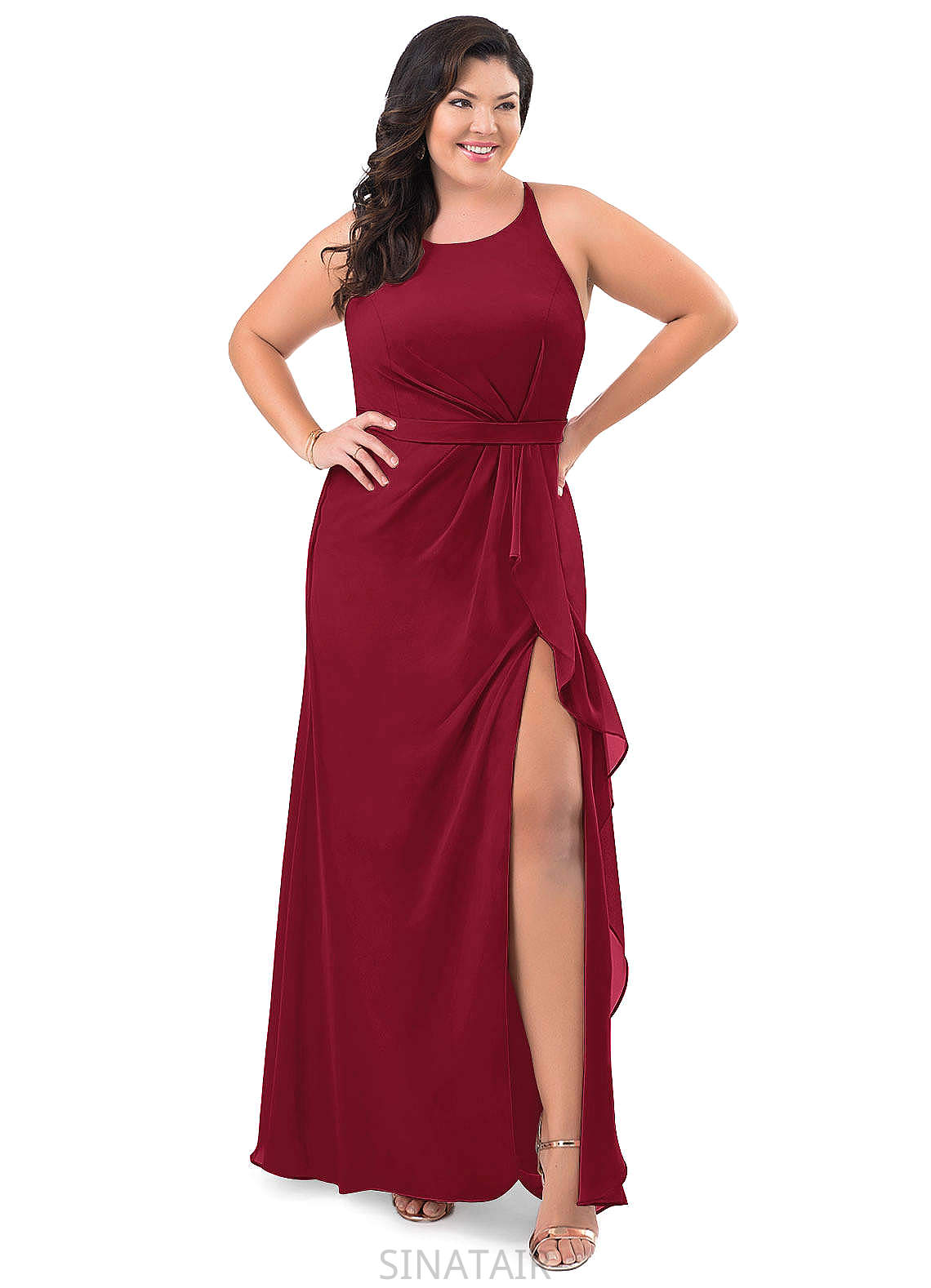 Nia A-Line/Princess Sleeveless V-Neck Floor Length Natural Waist Bridesmaid Dresses