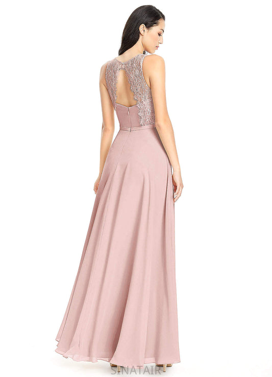 Viviana Natural Waist Scoop Floor Length Sleeveless A-Line/Princess Bridesmaid Dresses