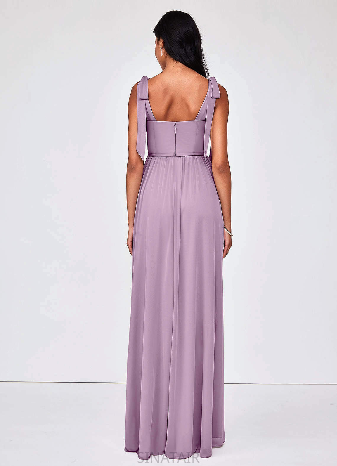 Lauren A-Line/Princess Sleeveless Floor Length Natural Waist Straps Bridesmaid Dresses