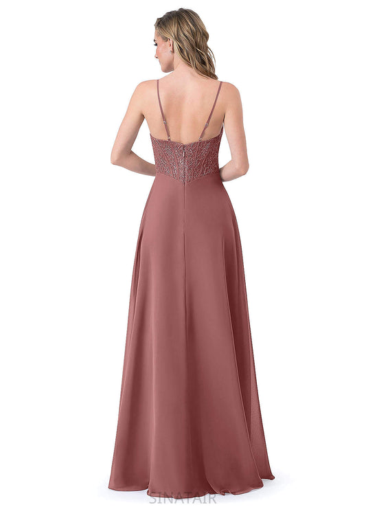 Claire V-Neck A-Line/Princess Floor Length Sleeveless Natural Waist Bridesmaid Dresses