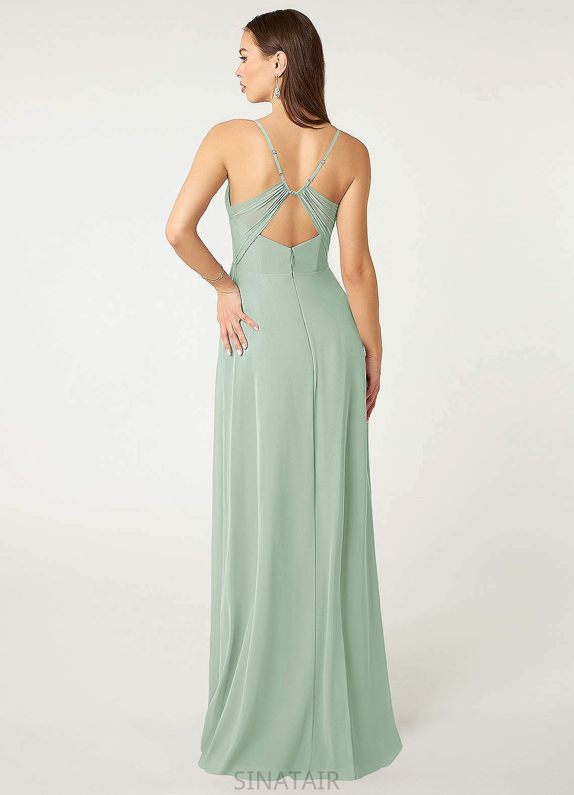 Madalynn Spaghetti Staps Floor Length Natural Waist A-Line/Princess Sleeveless Bridesmaid Dresses