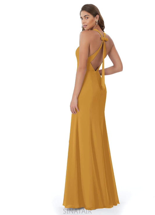 Poll A-Line/Princess Spaghetti Staps Natural Waist Sleeveless Floor Length Bridesmaid Dresses