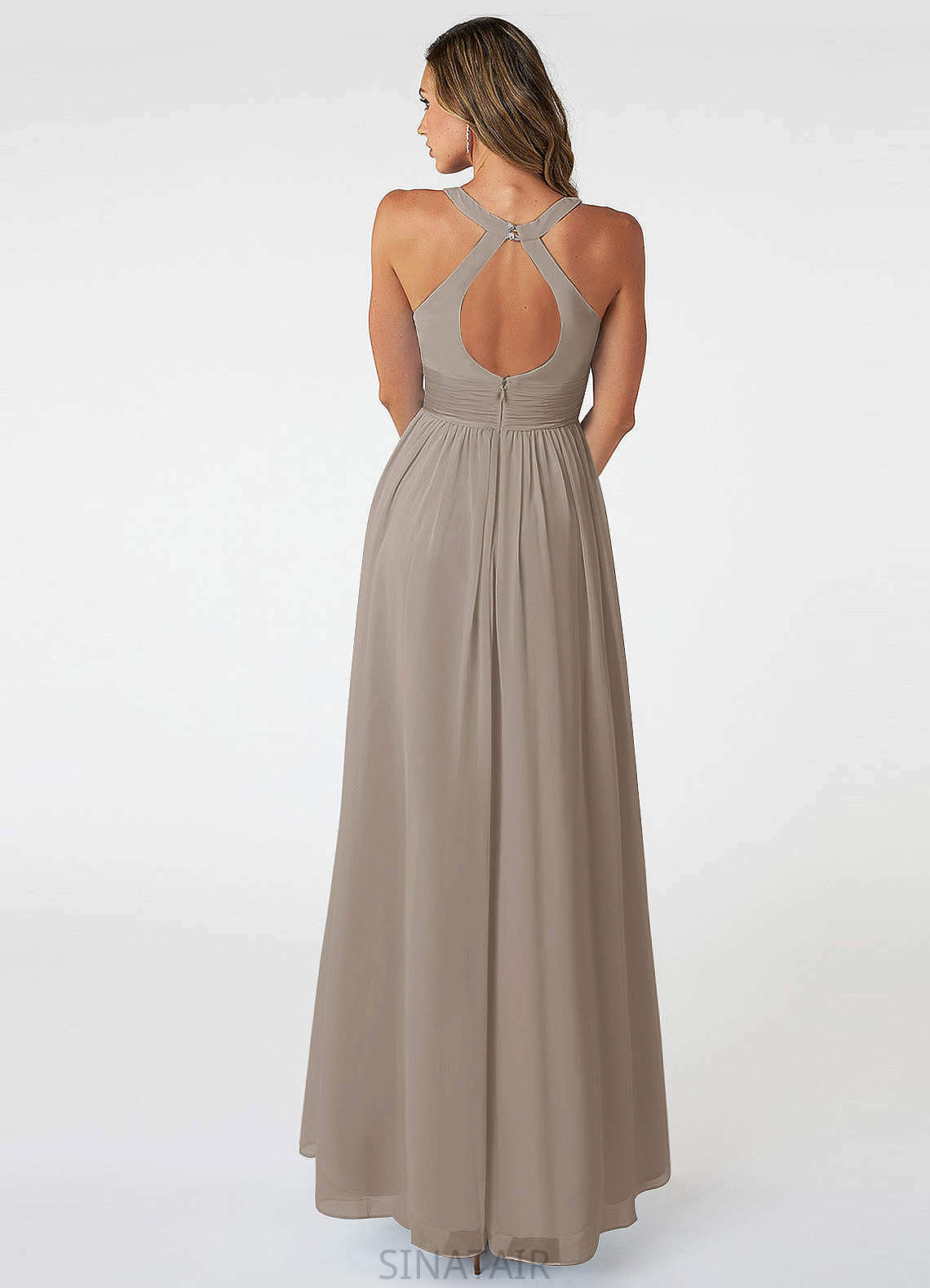 Luciana Spaghetti Staps Sleeveless Natural Waist A-Line/Princess Floor Length Bridesmaid Dresses