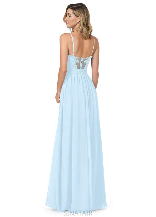 Myah Natural Waist Floor Length Sleeveless A-Line/Princess V-Neck Bridesmaid Dresses