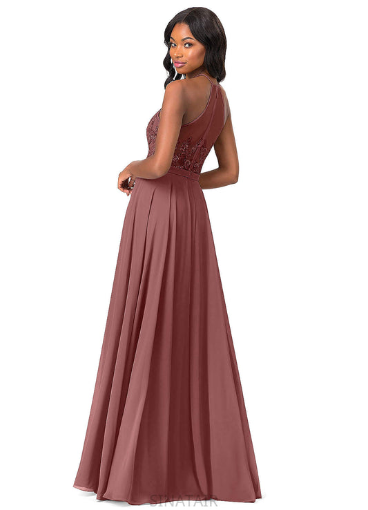 Lucia Natural Waist Sequins Sleeveless V-Neck Sheath/Column Floor Length Bridesmaid Dresses