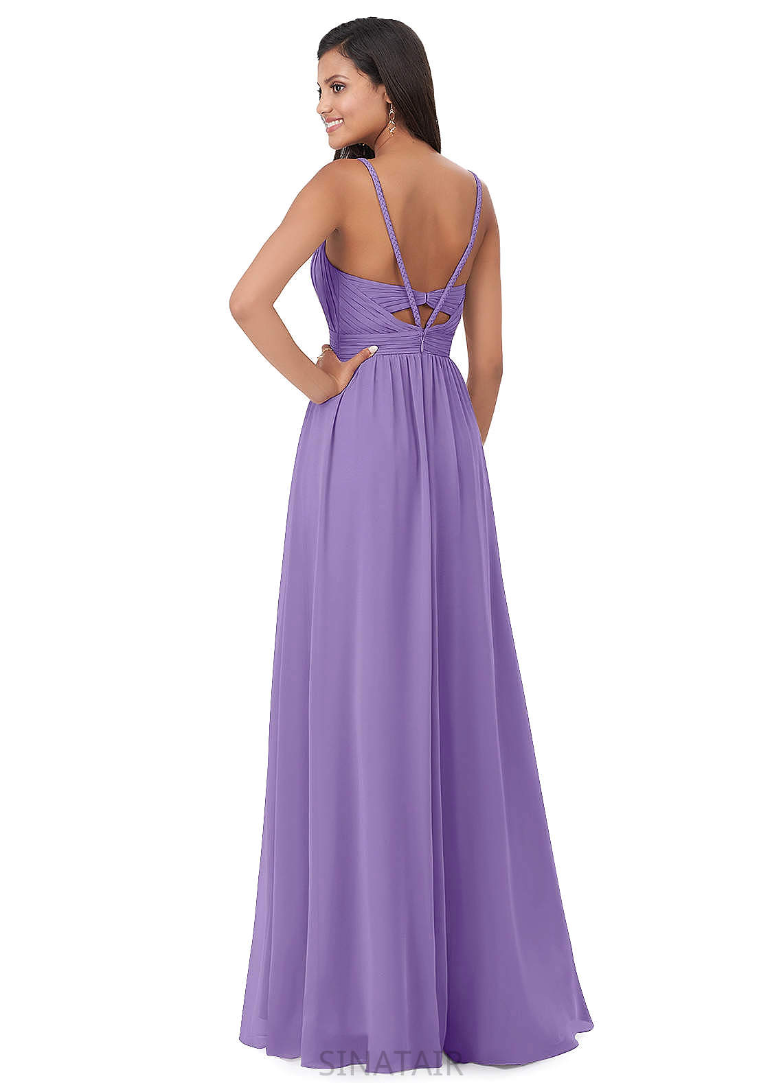 Halle A-Line/Princess Natural Waist Sleeveless Spaghetti Staps Floor Length Bridesmaid Dresses