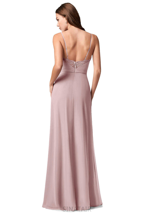 Nadine Sleeveless Halter Natural Waist Floor Length A-Line/Princess Bridesmaid Dresses