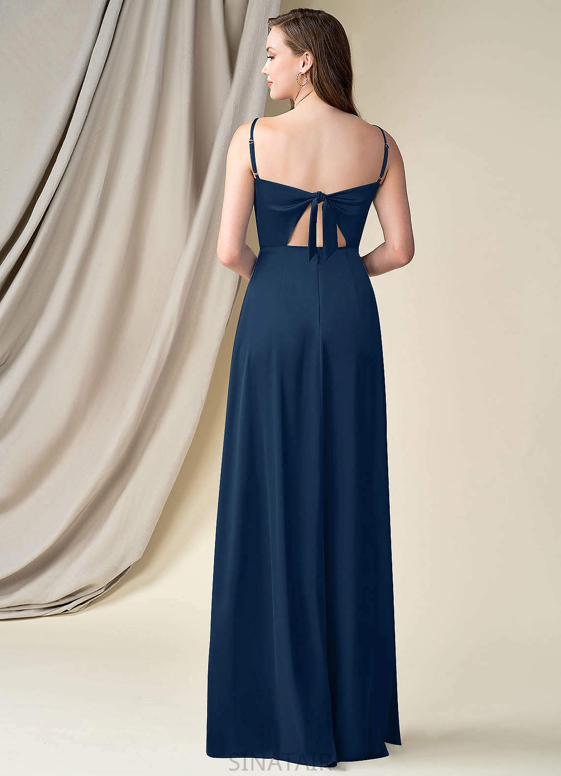 Liz A-Line/Princess Scoop Natural Waist Floor Length Sleeveless Bridesmaid Dresses