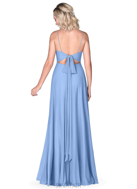 Matilda Sleeveless Natural Waist Off The Shoulder Floor Length Spaghetti Staps Bridesmaid Dresses