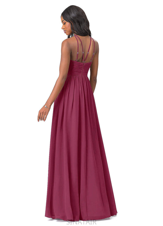 Helena A-Line/Princess Scoop Natural Waist Floor Length Sleeveless Bridesmaid Dresses