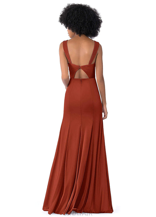 Yasmin Sleeveless Natural Waist Spaghetti Staps Floor Length Bridesmaid Dresses