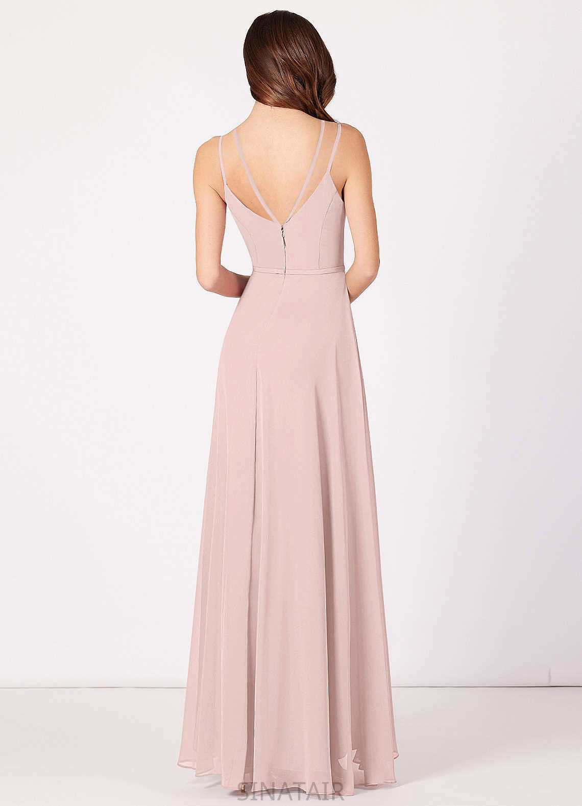 Eileen Floor Length A-Line/Princess Natural Waist Spaghetti Staps Sleeveless Bridesmaid Dresses