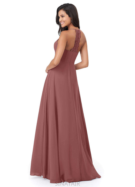 Kianna A-Line/Princess Sleeveless Floor Length Natural Waist Spaghetti Staps Bridesmaid Dresses